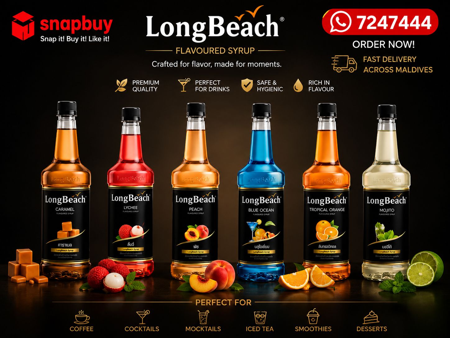 Long Beach Syrup 740ml – Premium Flavoured Syrup Collection